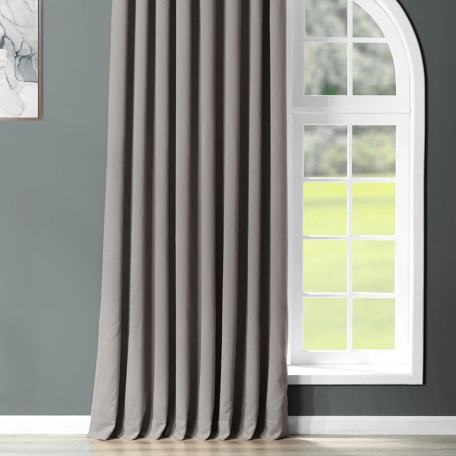 Neutral Grey Extra Wide Grommet Room Darkening Curtain - Image 5