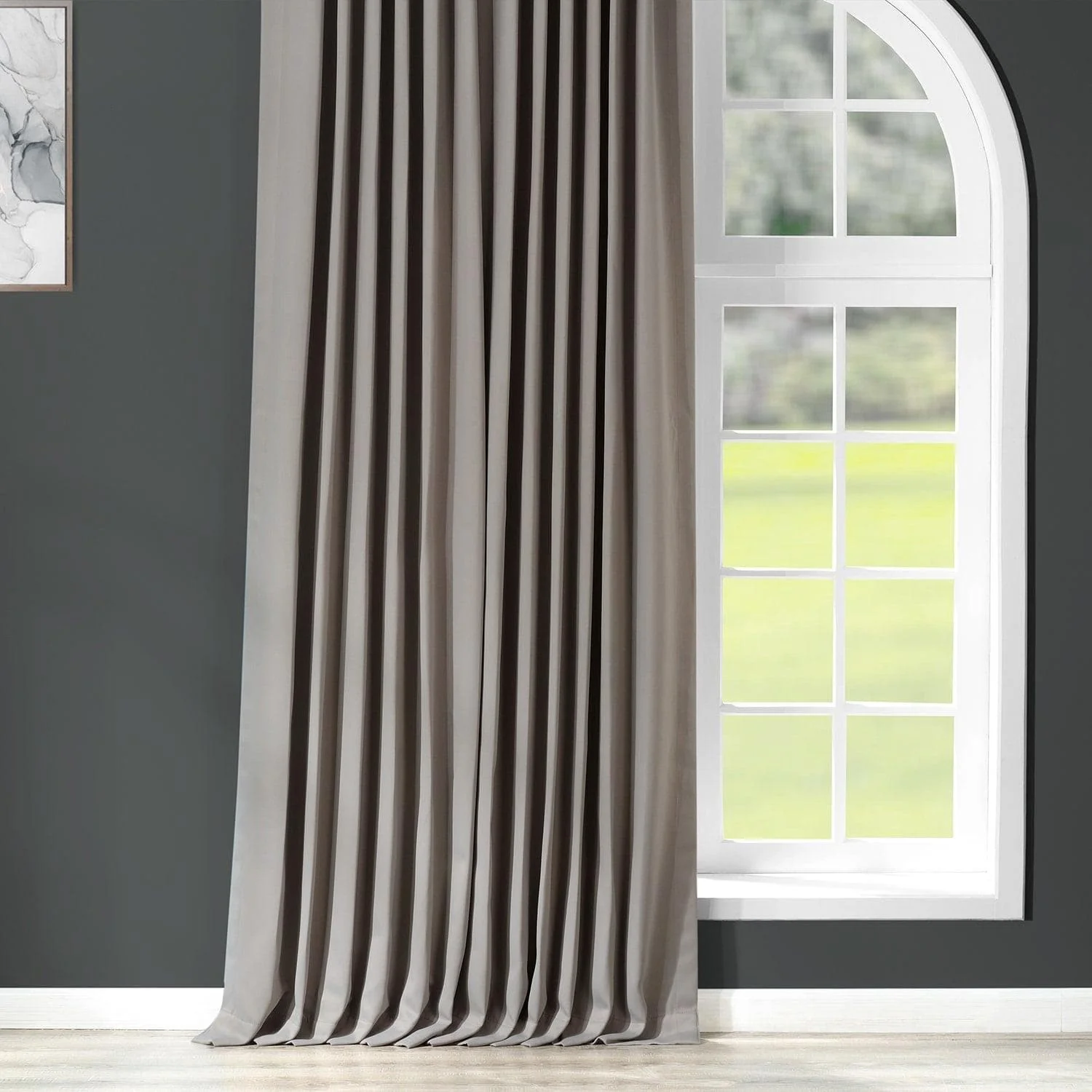 Neutral Grey Extra Wide Room Darkening Curtain - Image 5