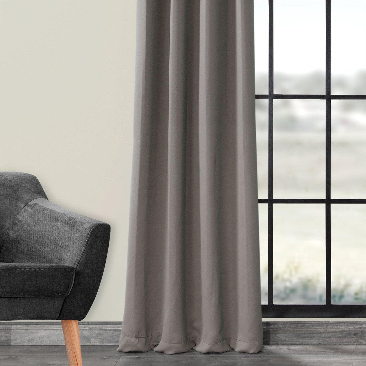 Neutral Grey Room Darkening Curtain - Image 5