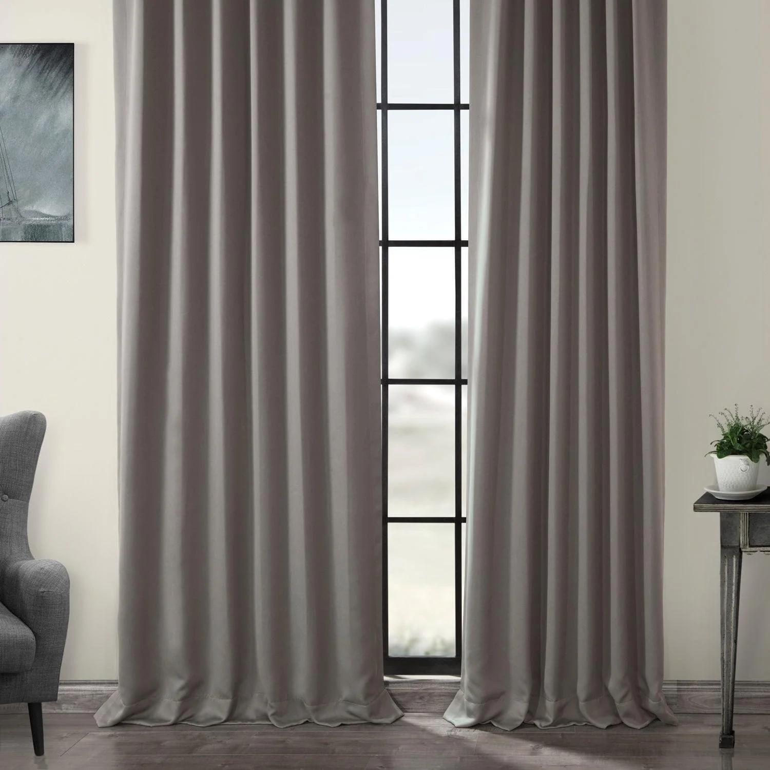 Neutral Grey Room Darkening Curtain - Image 6