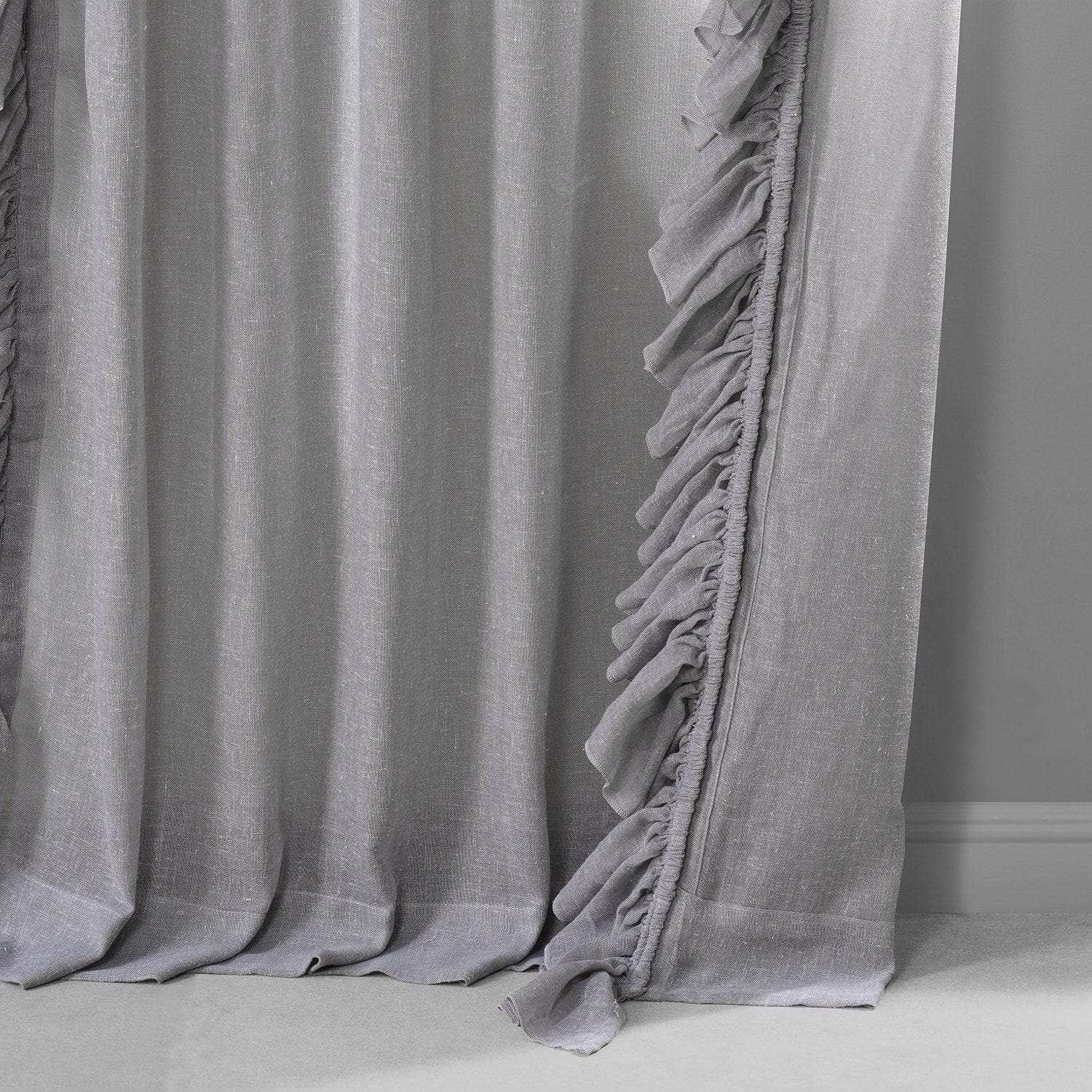 Nickel Ruffled Faux Linen Sheer Curtain - Image 4