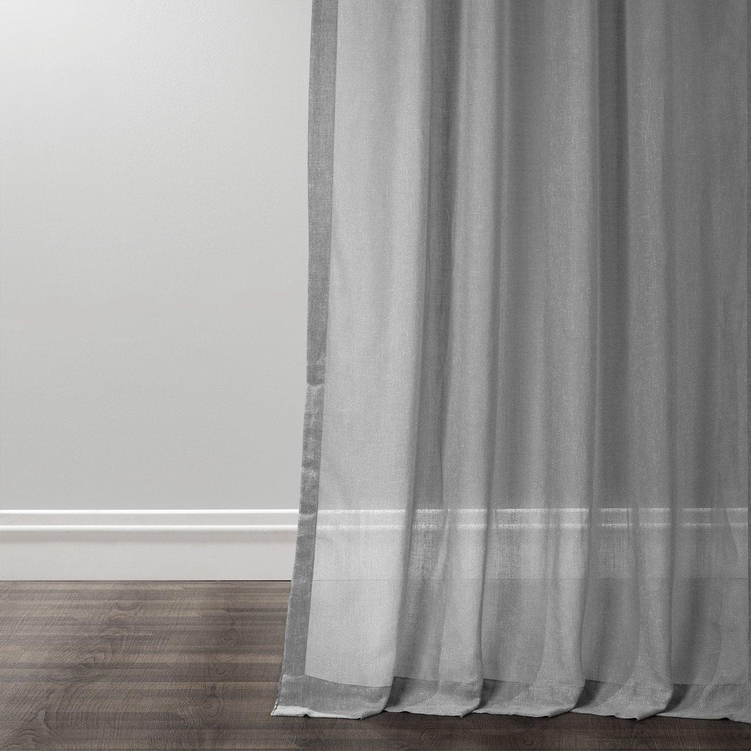 Nickel Textured Faux Linen Sheer Curtain - Image 4