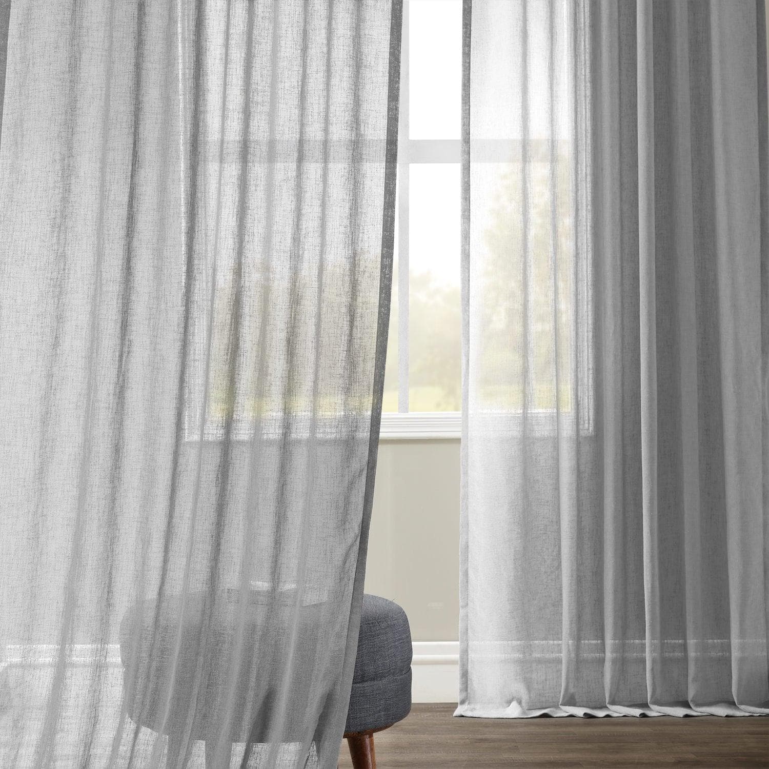 Nickel Textured Faux Linen Sheer Curtain - Image 5