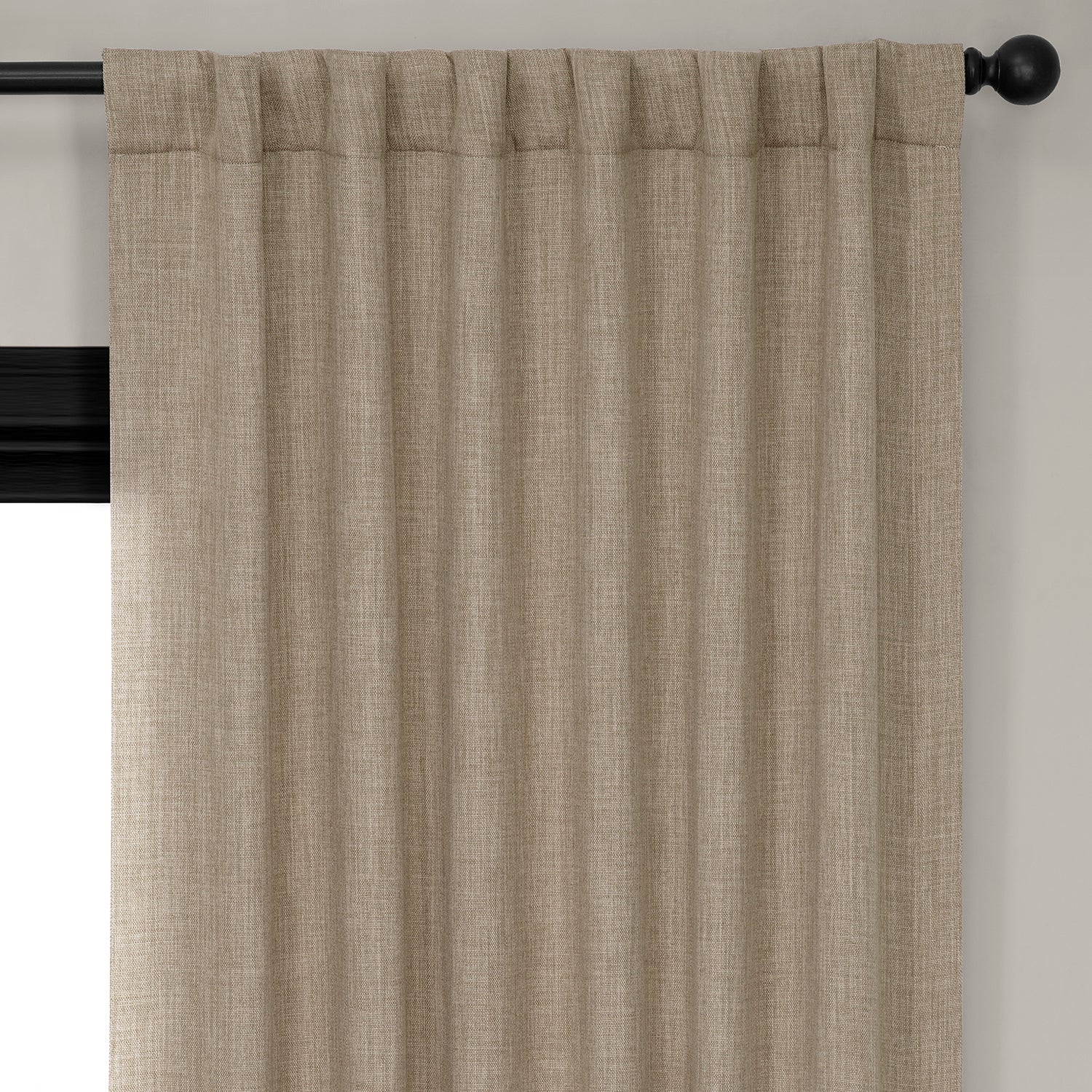 Nomad Tan Textured Faux Linen Room Darkening Curtain - Image 3