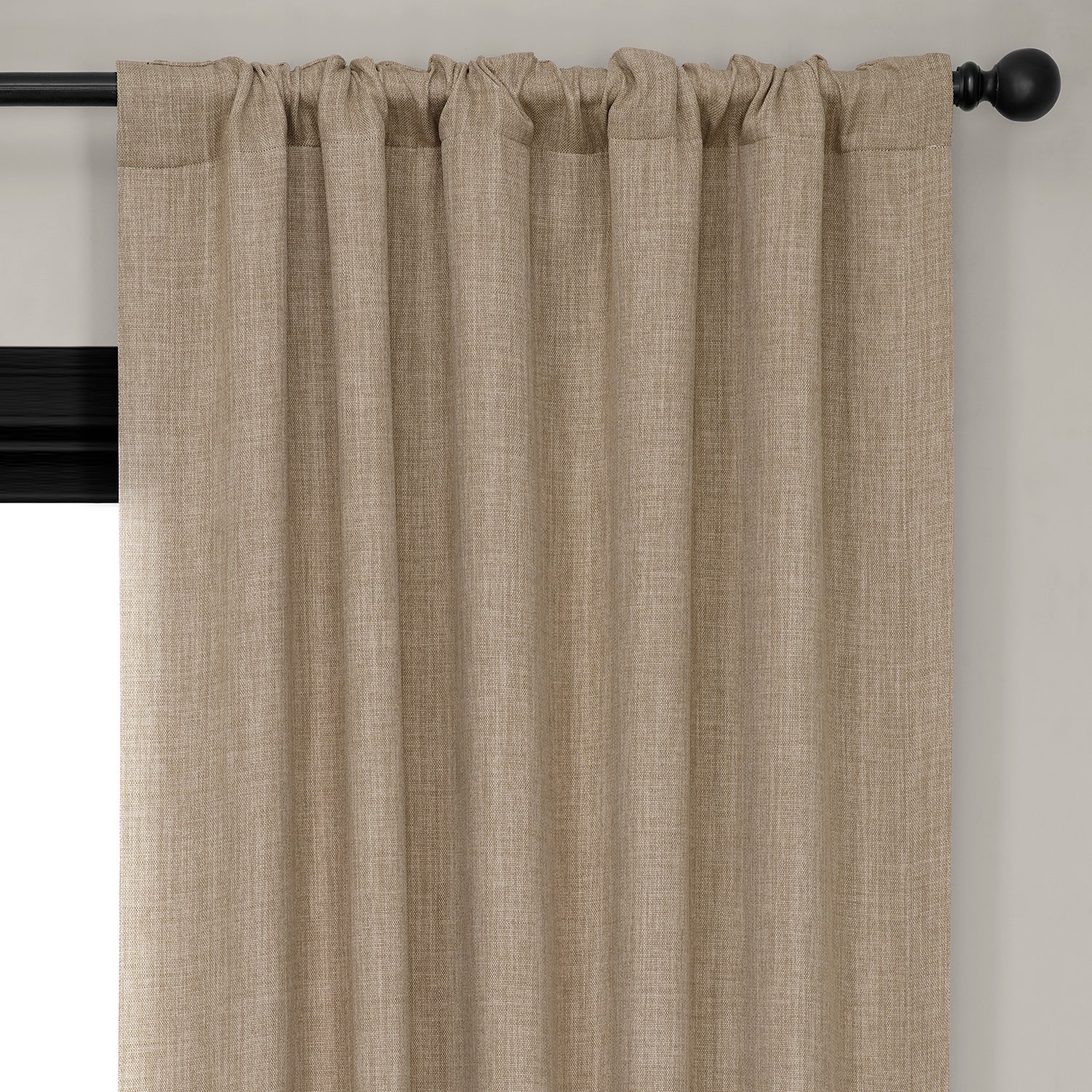 Nomad Tan Textured Faux Linen Room Darkening Curtain - Image 4
