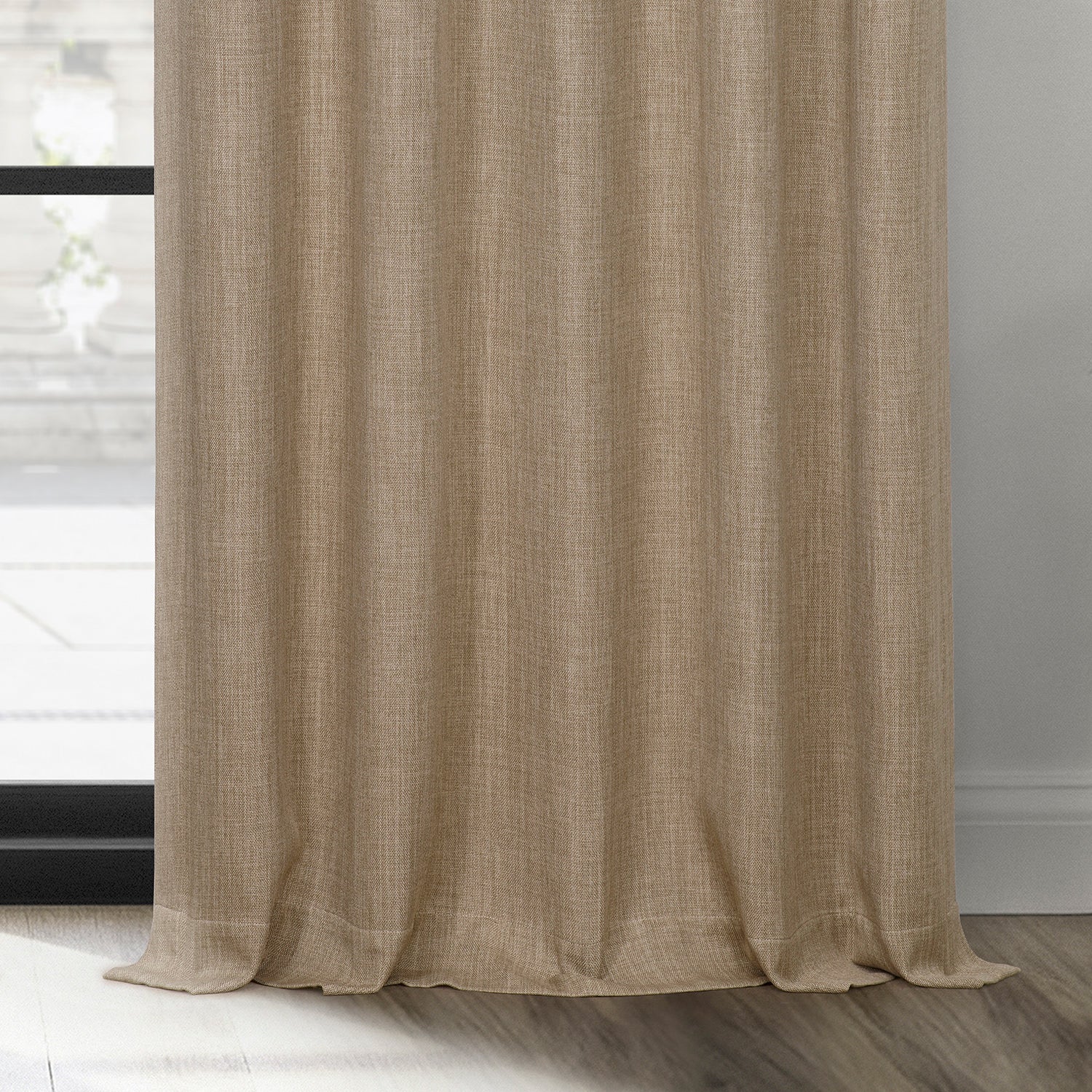 Nomad Tan Textured Faux Linen Room Darkening Curtain - Image 6