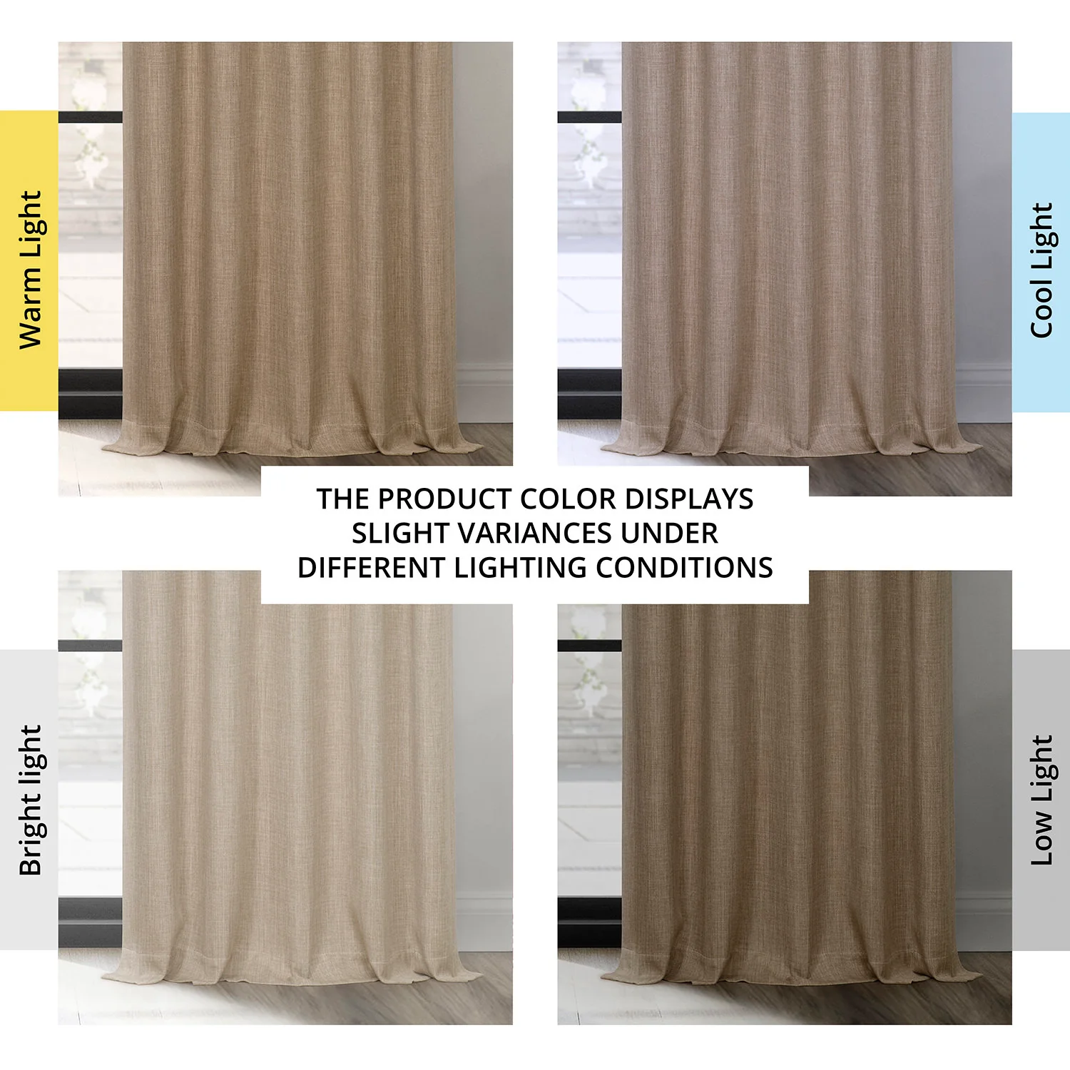 Nomad Tan Textured Faux Linen Room Darkening Curtain - Image 7