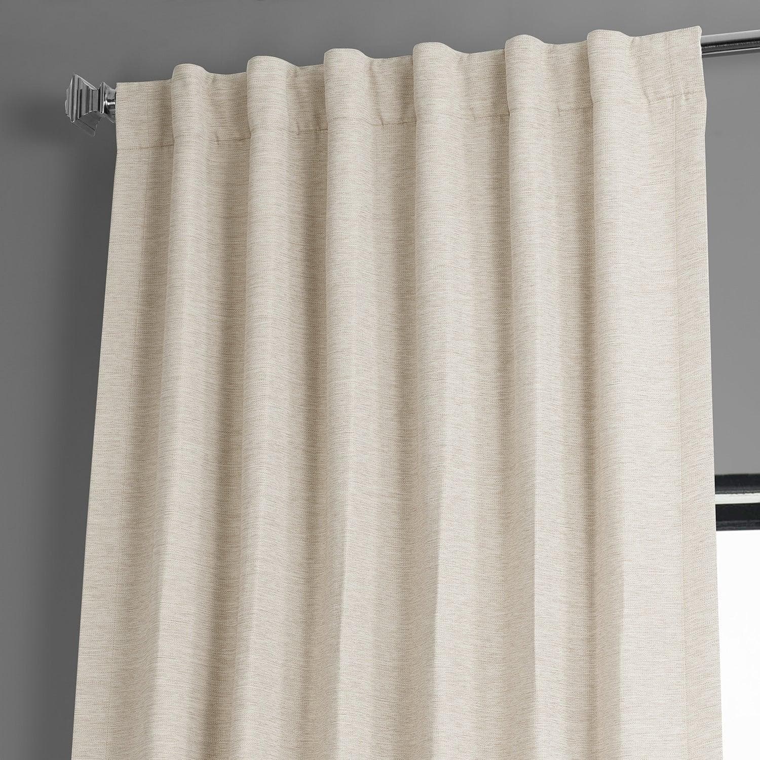 Oat Cream Bellino Textured Faux Linen Room Darkening Curtain - Image 3