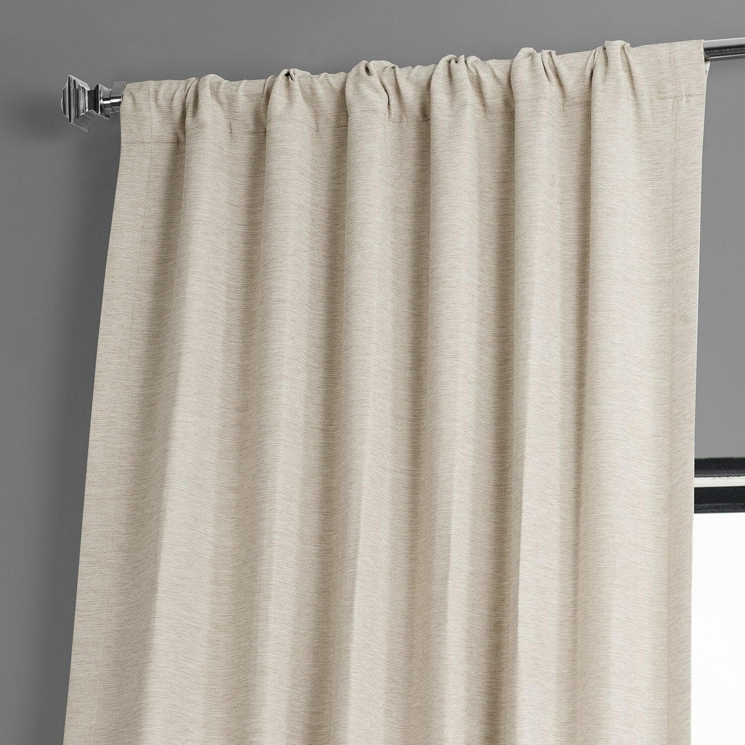 Oat Cream Bellino Textured Faux Linen Room Darkening Curtain - Image 4