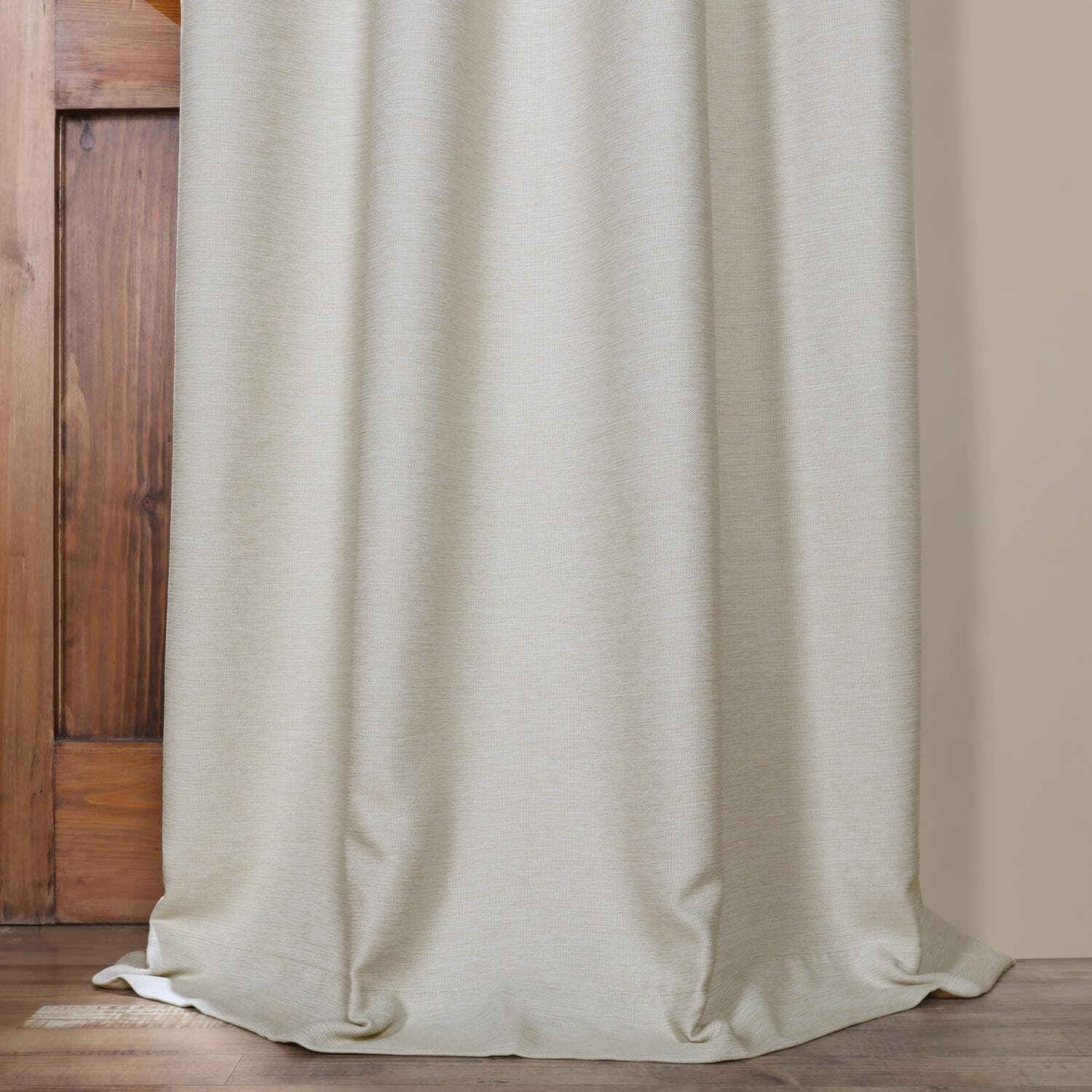 Oat Cream Grommet Bellino Textured Faux Linen Room Darkening Curtain - Image 4