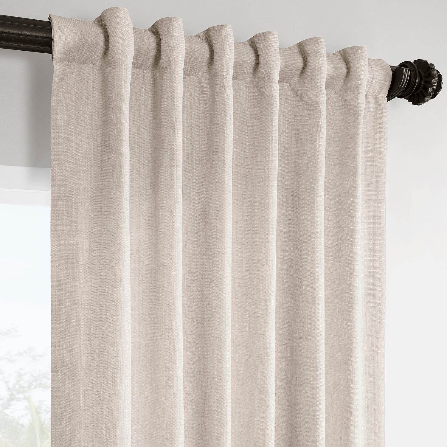 Parchment Cream Italian Faux Linen Room Darkening Curtain - Image 3