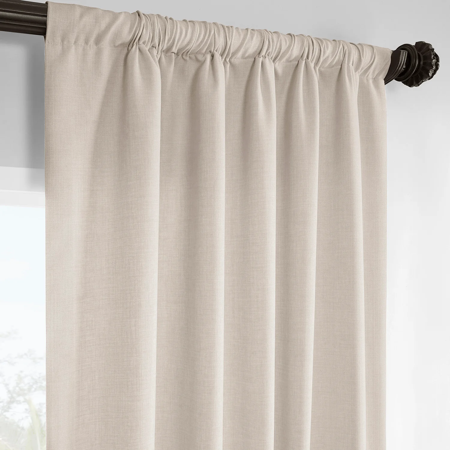 Parchment Cream Italian Faux Linen Room Darkening Curtain - Image 4