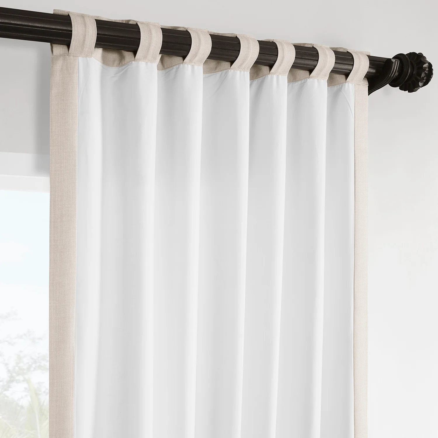 Parchment Cream Italian Faux Linen Room Darkening Curtain - Image 5