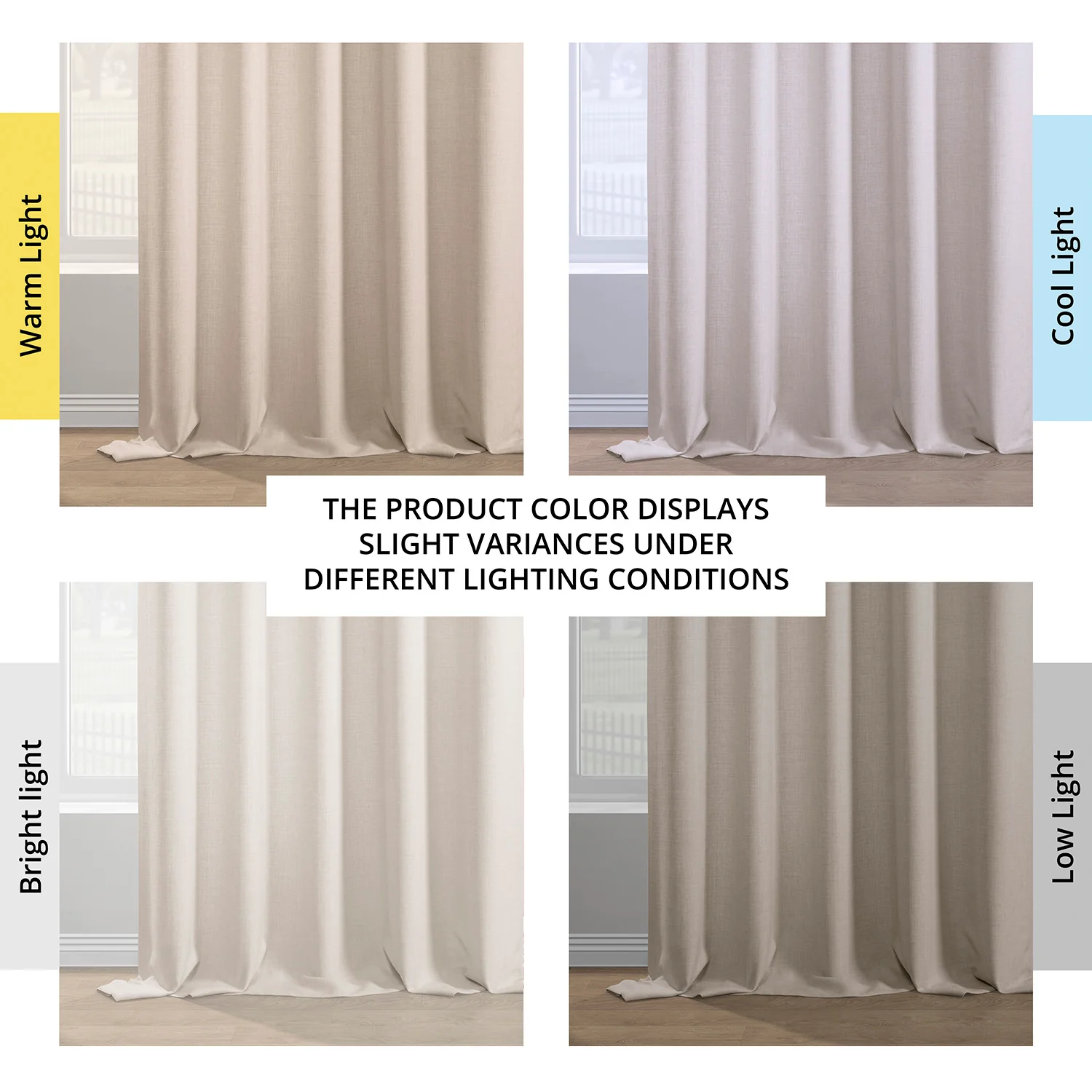 Parchment Cream Italian Faux Linen Room Darkening Curtain - Image 7