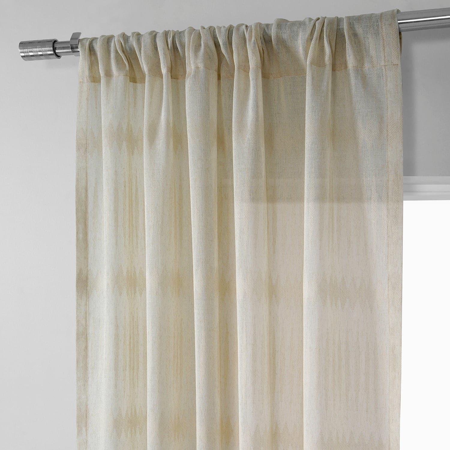 Polaris Tan Geometric Patterned Faux Linen Sheer Curtain - Image 3