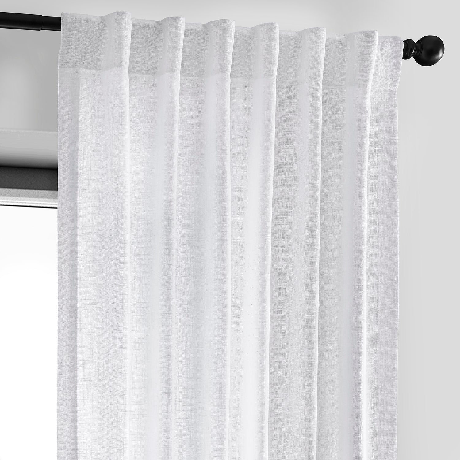 Rice White Heavy Faux Linen Semi-Sheer Curtain - Image 3