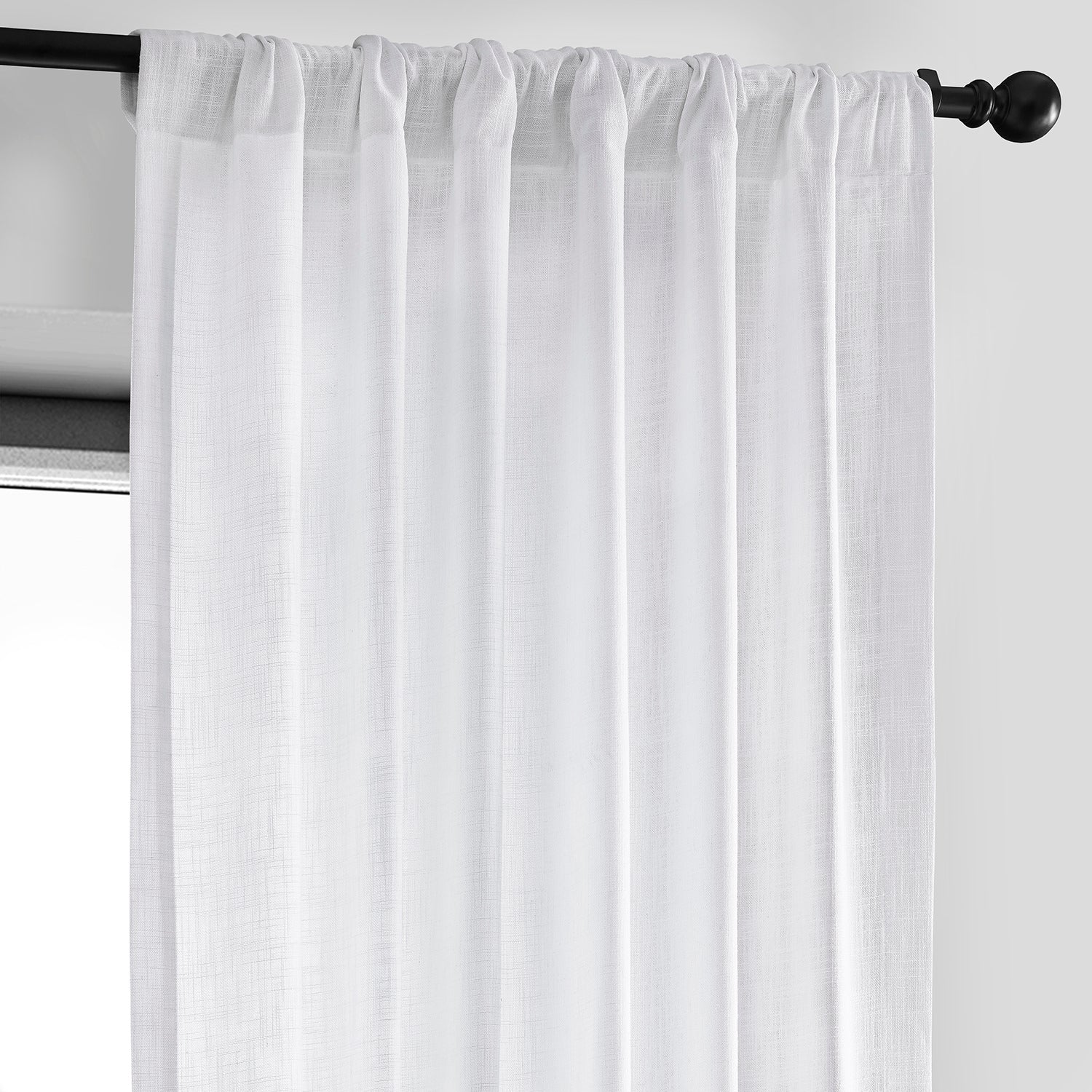 Rice White Heavy Faux Linen Semi-Sheer Curtain - Image 4