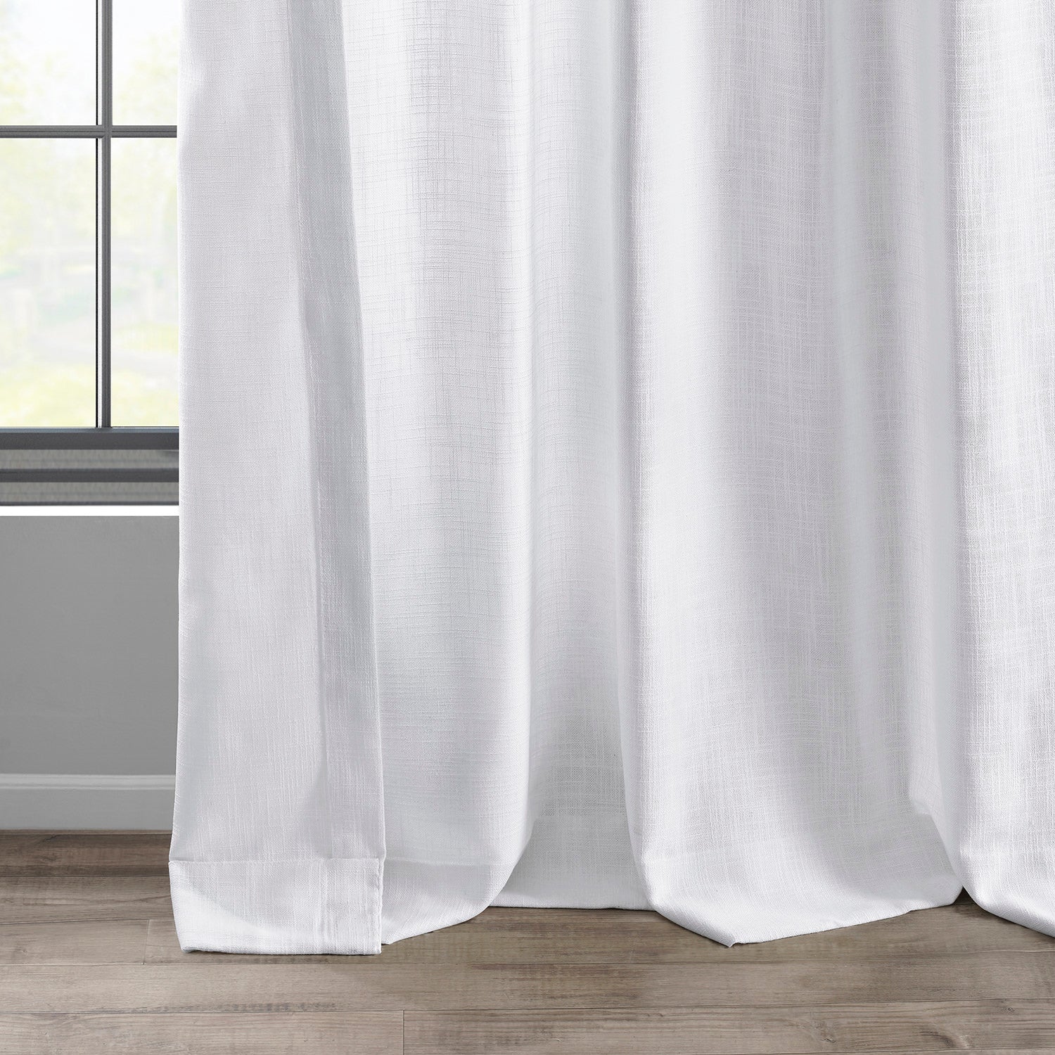 Rice White Heavy Faux Linen Semi-Sheer Curtain - Image 5