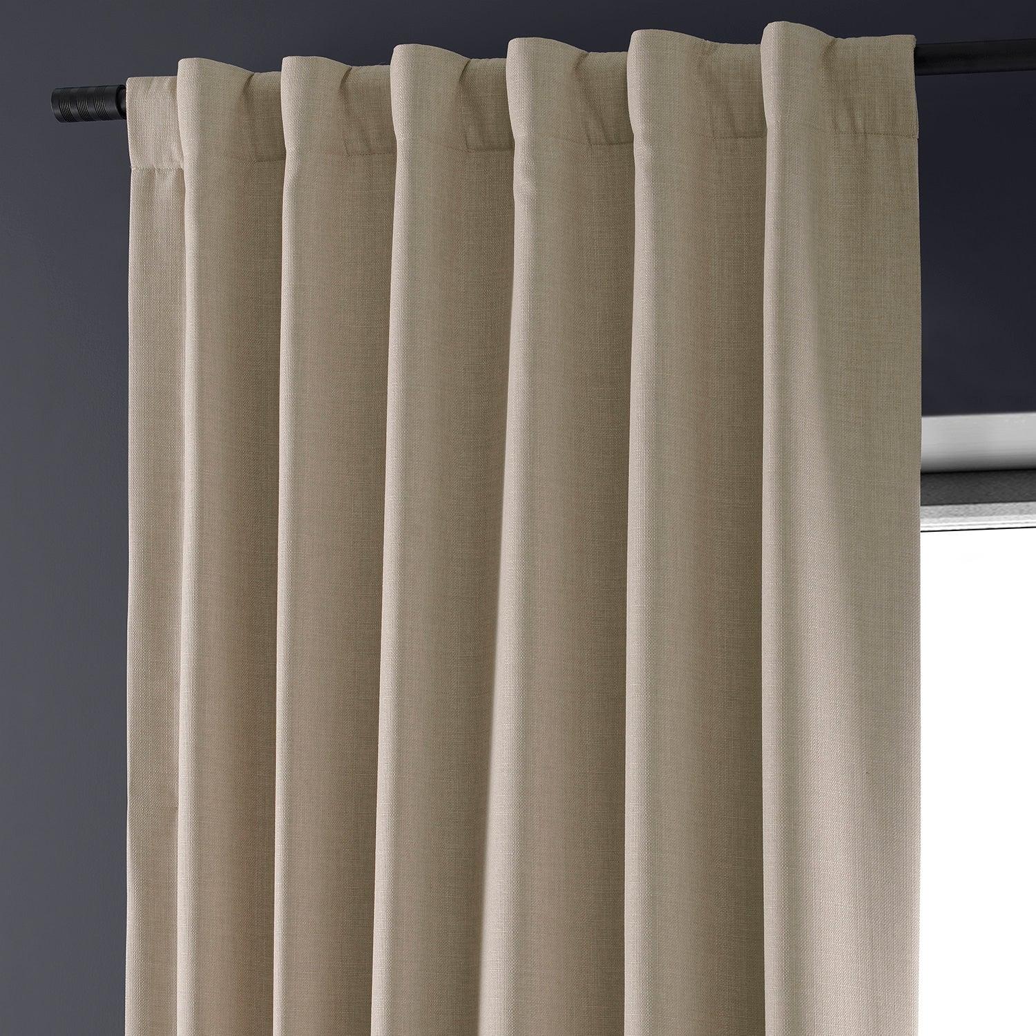 Safari Tan Faux Linen Hotel Blackout Curtain - Image 3