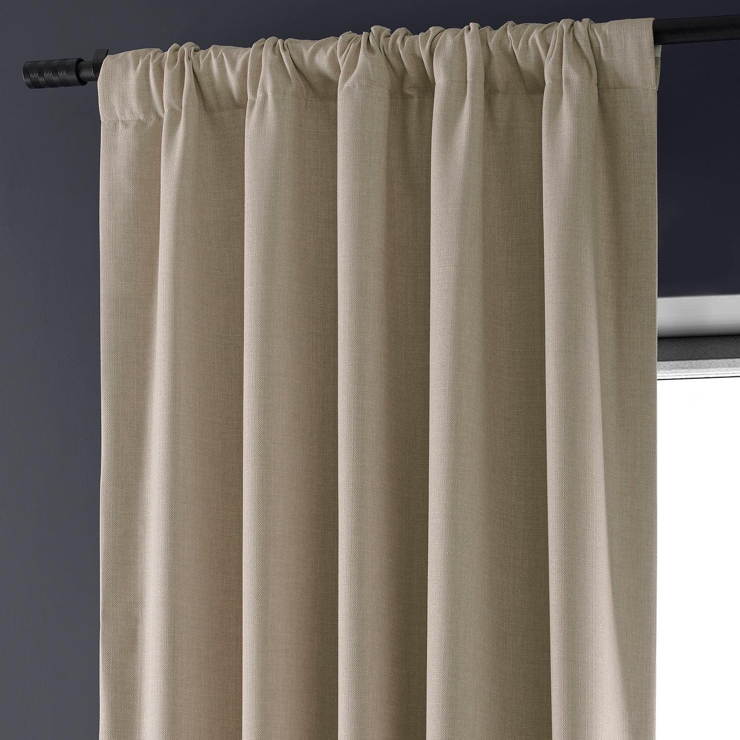 Safari Tan Faux Linen Hotel Blackout Curtain - Image 4