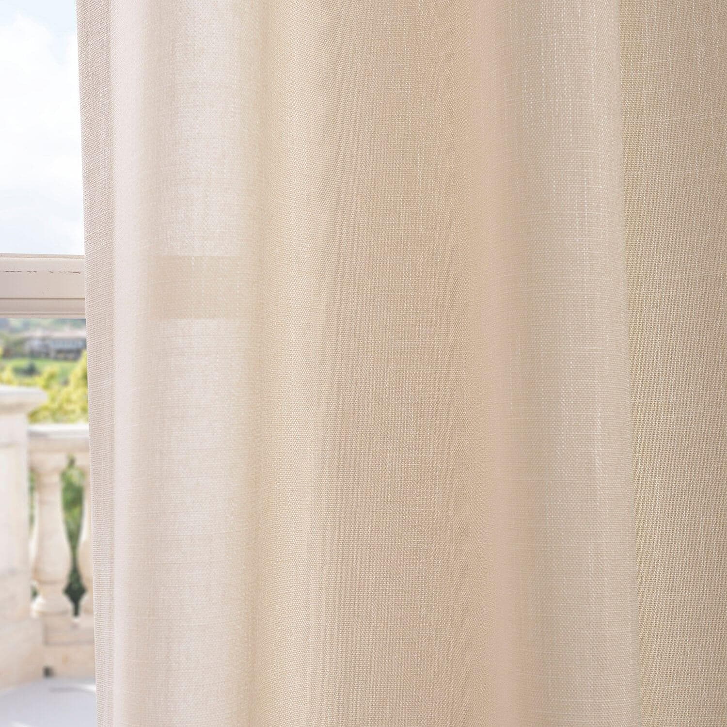 Sand Grommet Faux Linen Semi-Sheer Curtain - Image 3