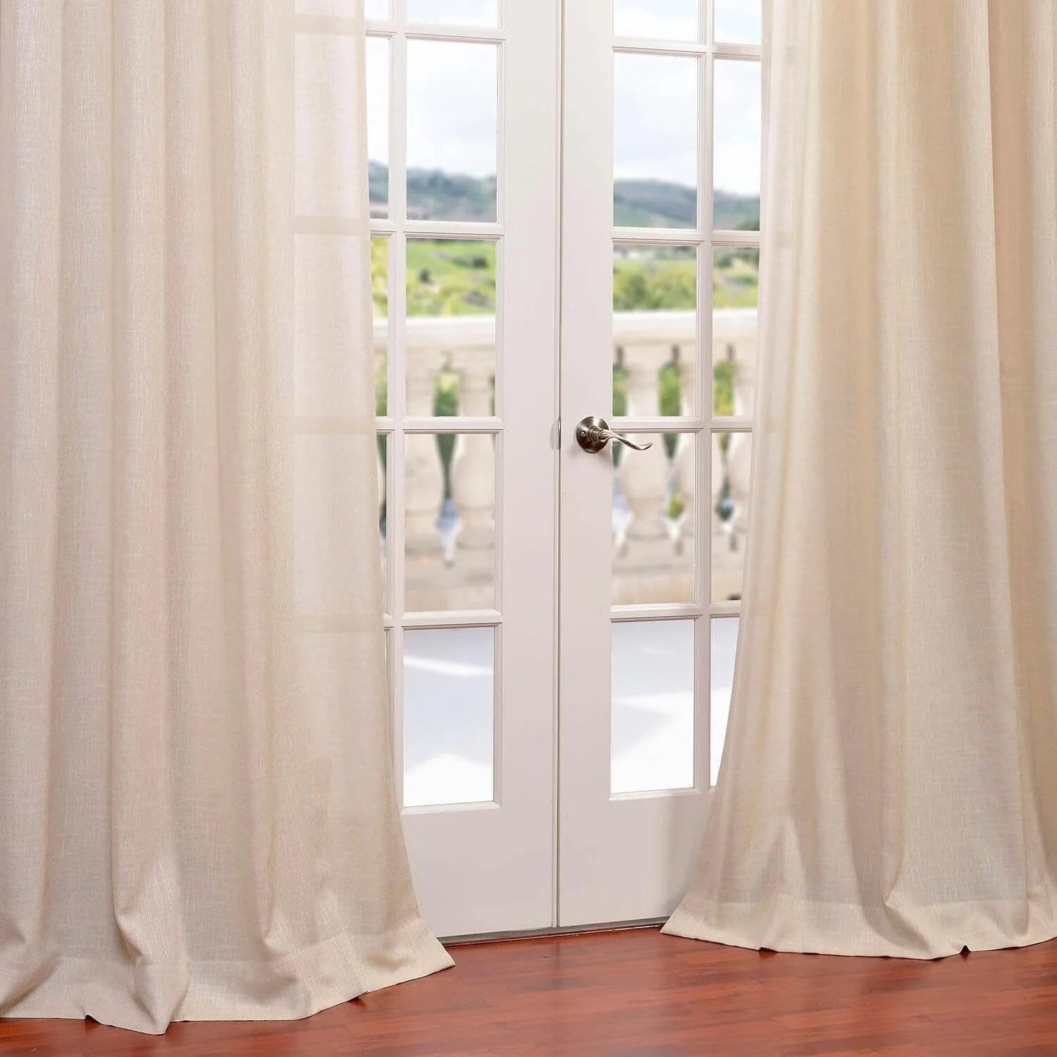 Sand Grommet Faux Linen Semi-Sheer Curtain - Image 6