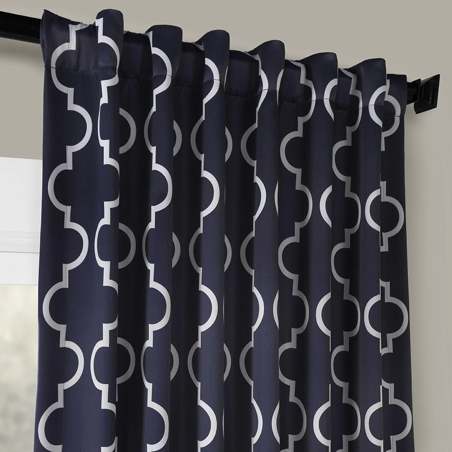Seville Navy Geometric Room Darkening Curtain - Image 3