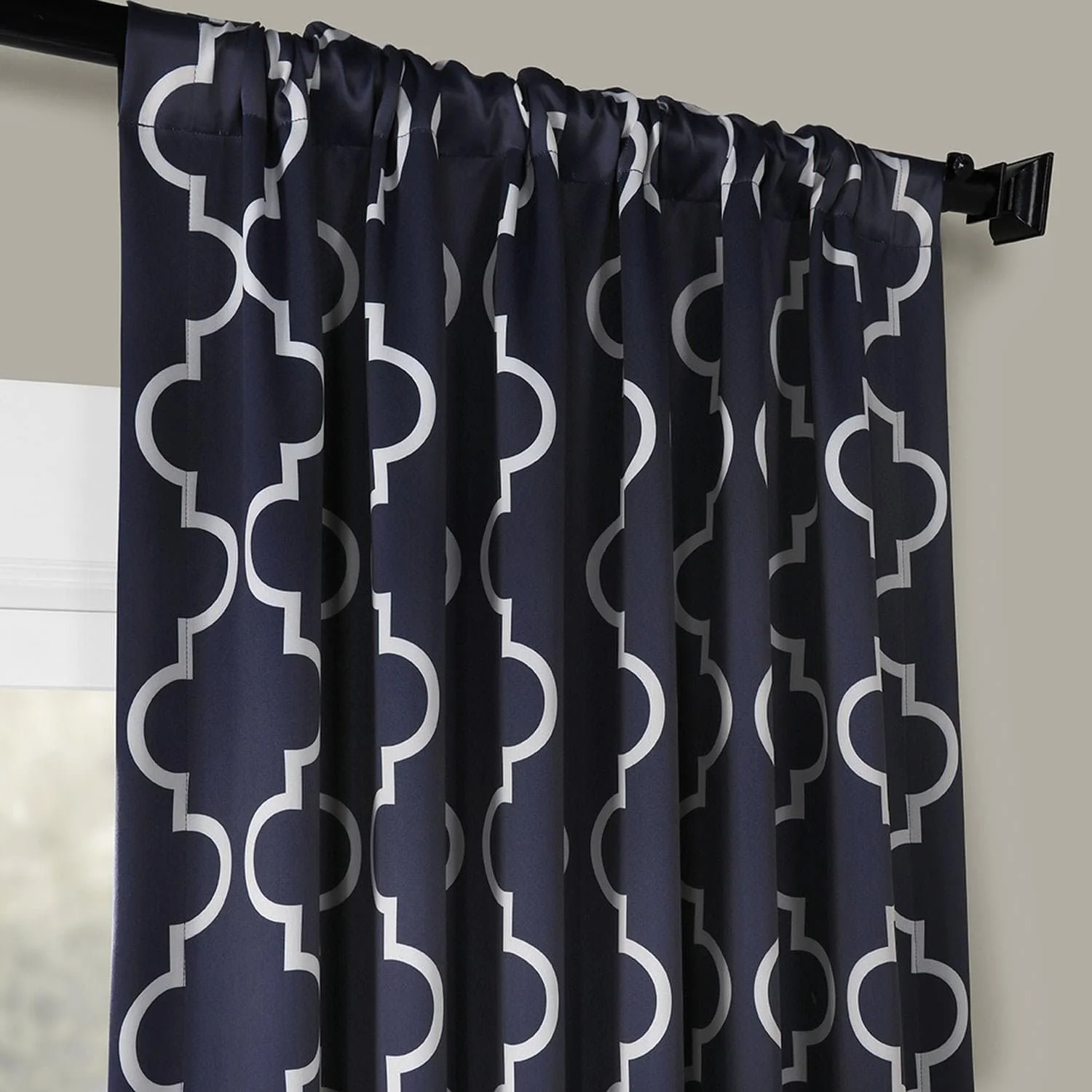 Seville Navy Geometric Room Darkening Curtain - Image 4
