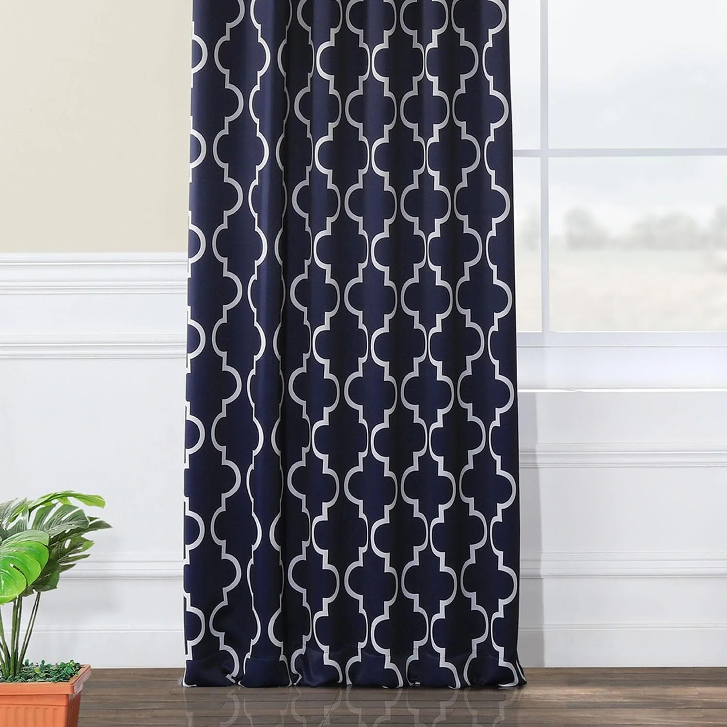 Seville Navy Geometric Room Darkening Curtain - Image 6