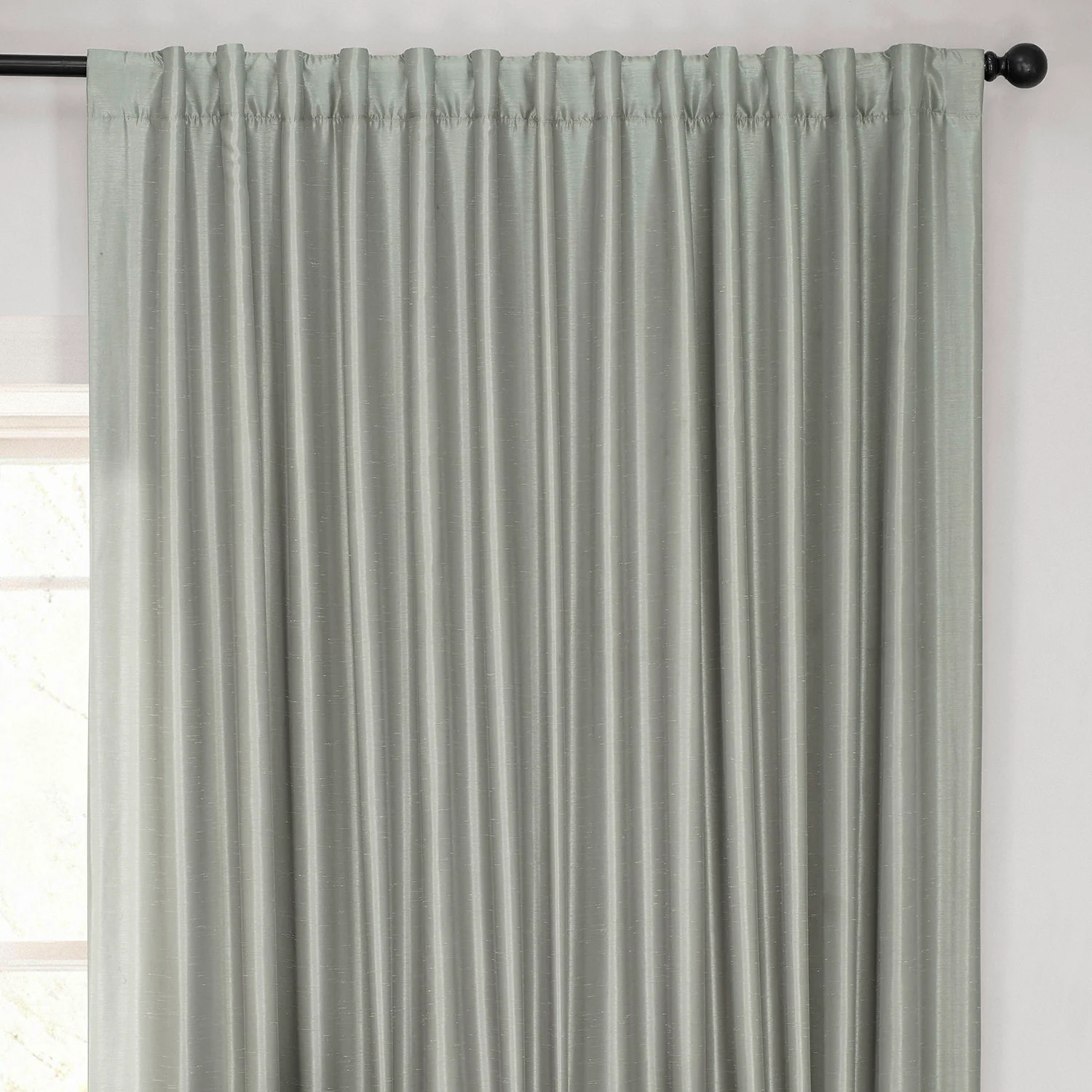Silver Extra Wide Vintage Textured Faux Dupioni Silk Blackout Curtain - Image 3