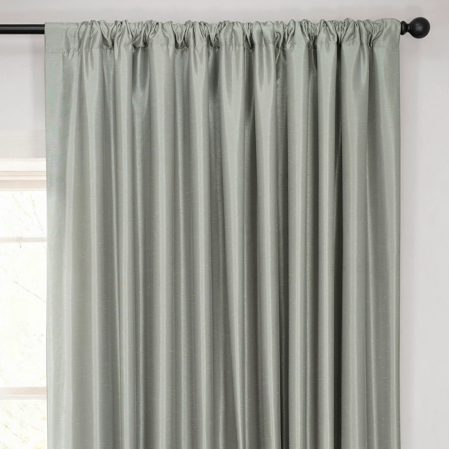 Silver Extra Wide Vintage Textured Faux Dupioni Silk Blackout Curtain - Image 4