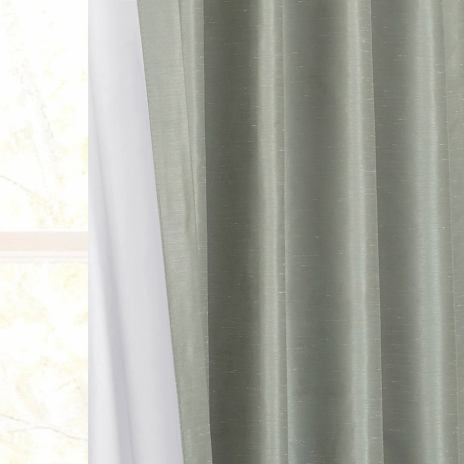 Silver Extra Wide Vintage Textured Faux Dupioni Silk Blackout Curtain - Image 5