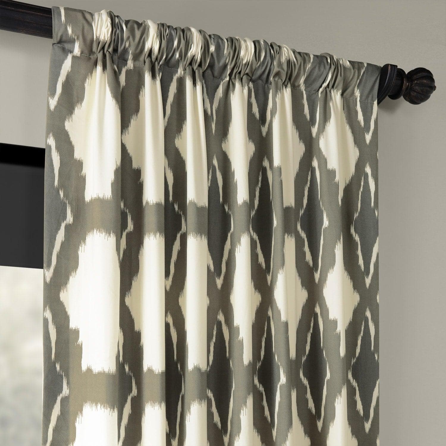 Sorong Beige Geometric Printed Cotton Room Darkening Curtain - Image 4