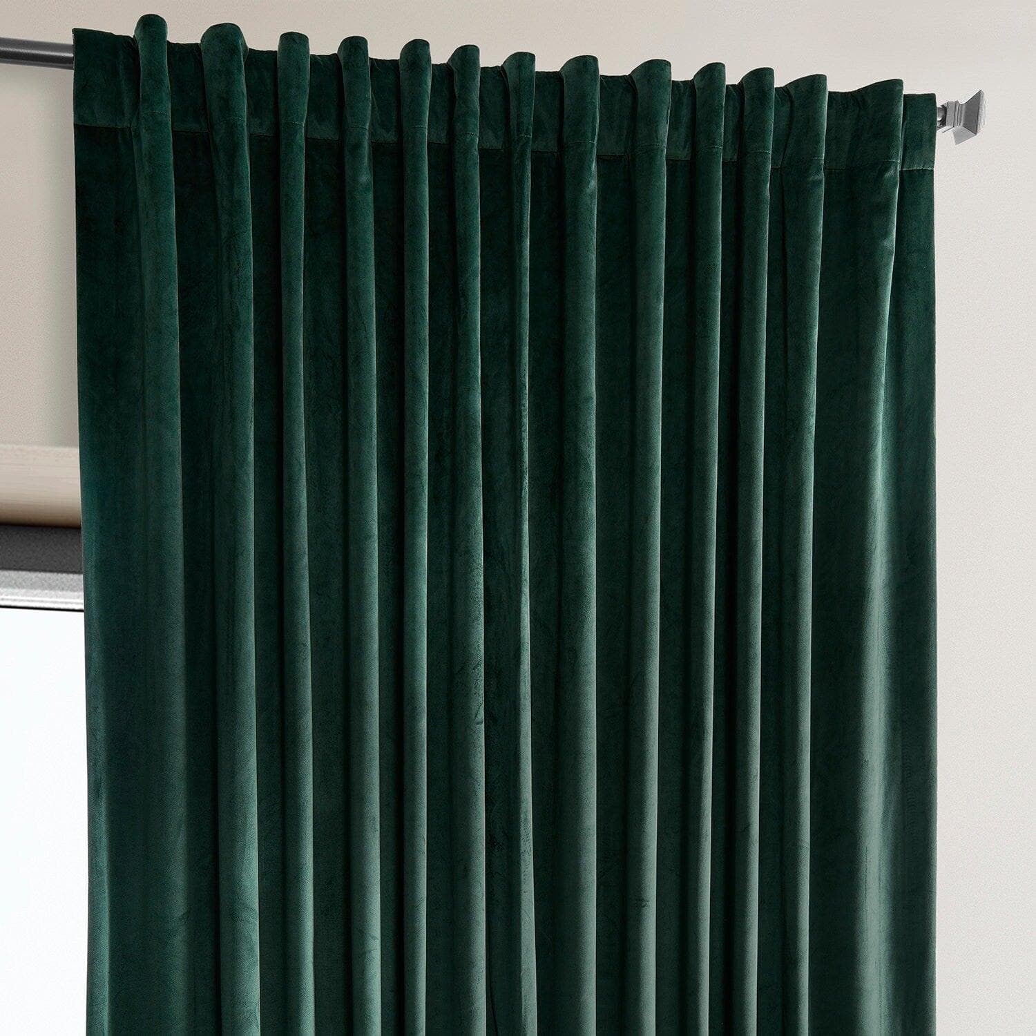 Spirit Green Extra Wide Signature Plush Velvet Hotel Blackout Curtain - Image 3