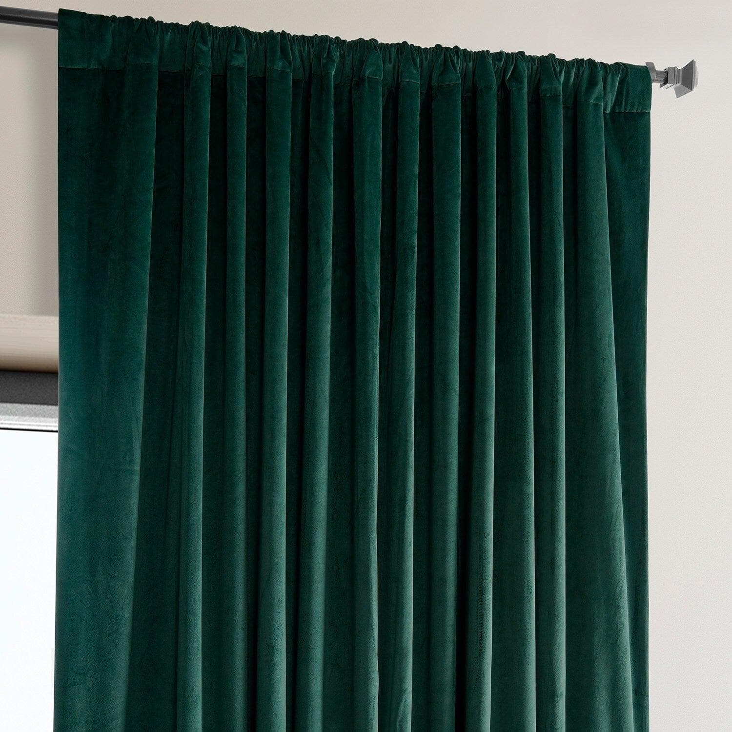 Spirit Green Extra Wide Signature Plush Velvet Hotel Blackout Curtain - Image 4