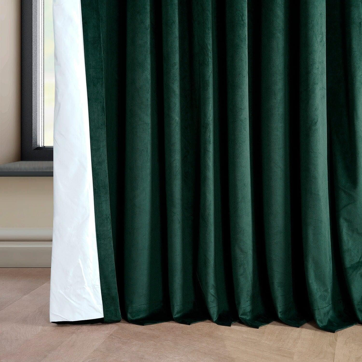 Spirit Green Extra Wide Signature Plush Velvet Hotel Blackout Curtain - Image 5