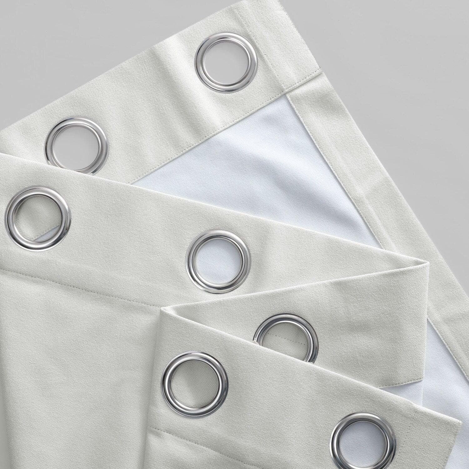 Starlight Off White Grommet Thermal Cross Linen Weave Blackout Curtain - Image 3