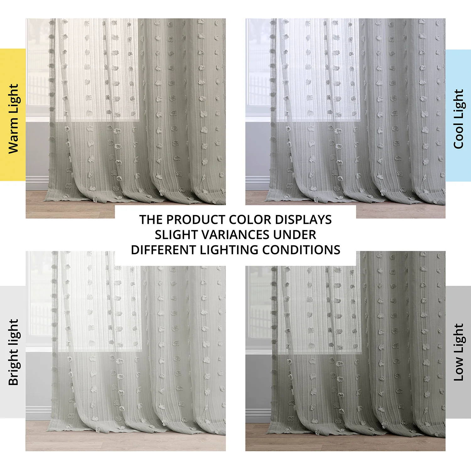 Strasbourg Dot Grey Geometric Patterned Faux Linen Sheer Curtain - Image 6