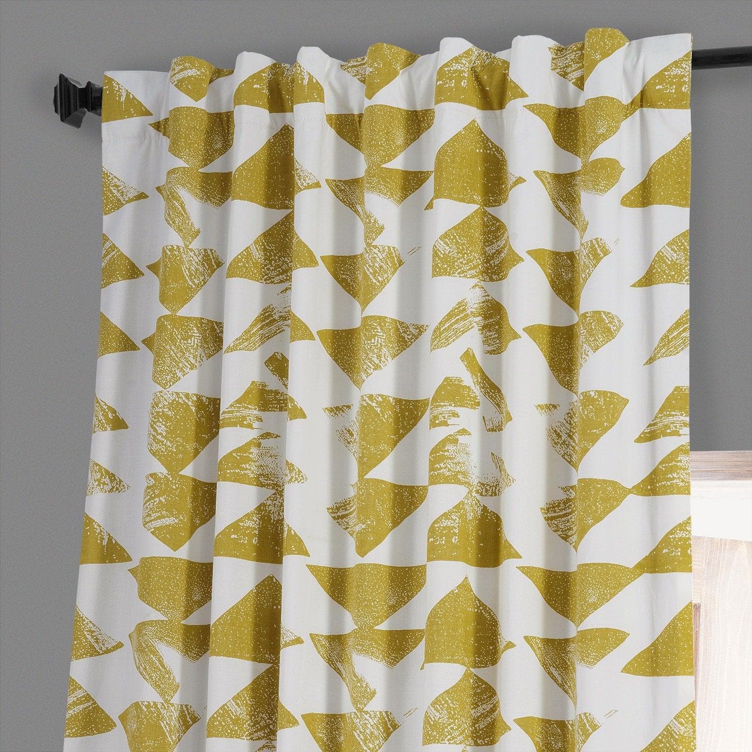 Triad Gold Geometric Printed Cotton Hotel Blackout Curtain - Image 3