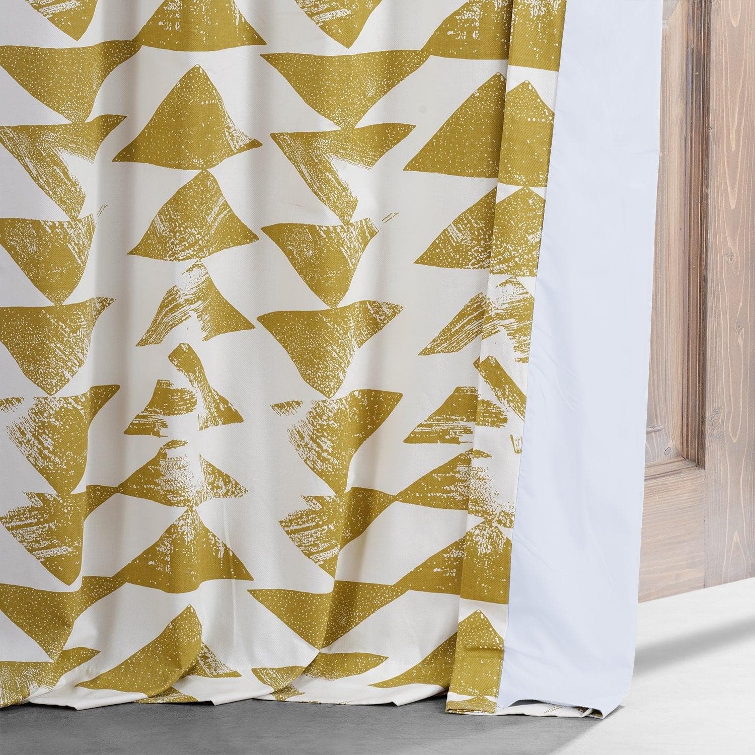 Triad Gold Geometric Printed Cotton Hotel Blackout Curtain - Image 5