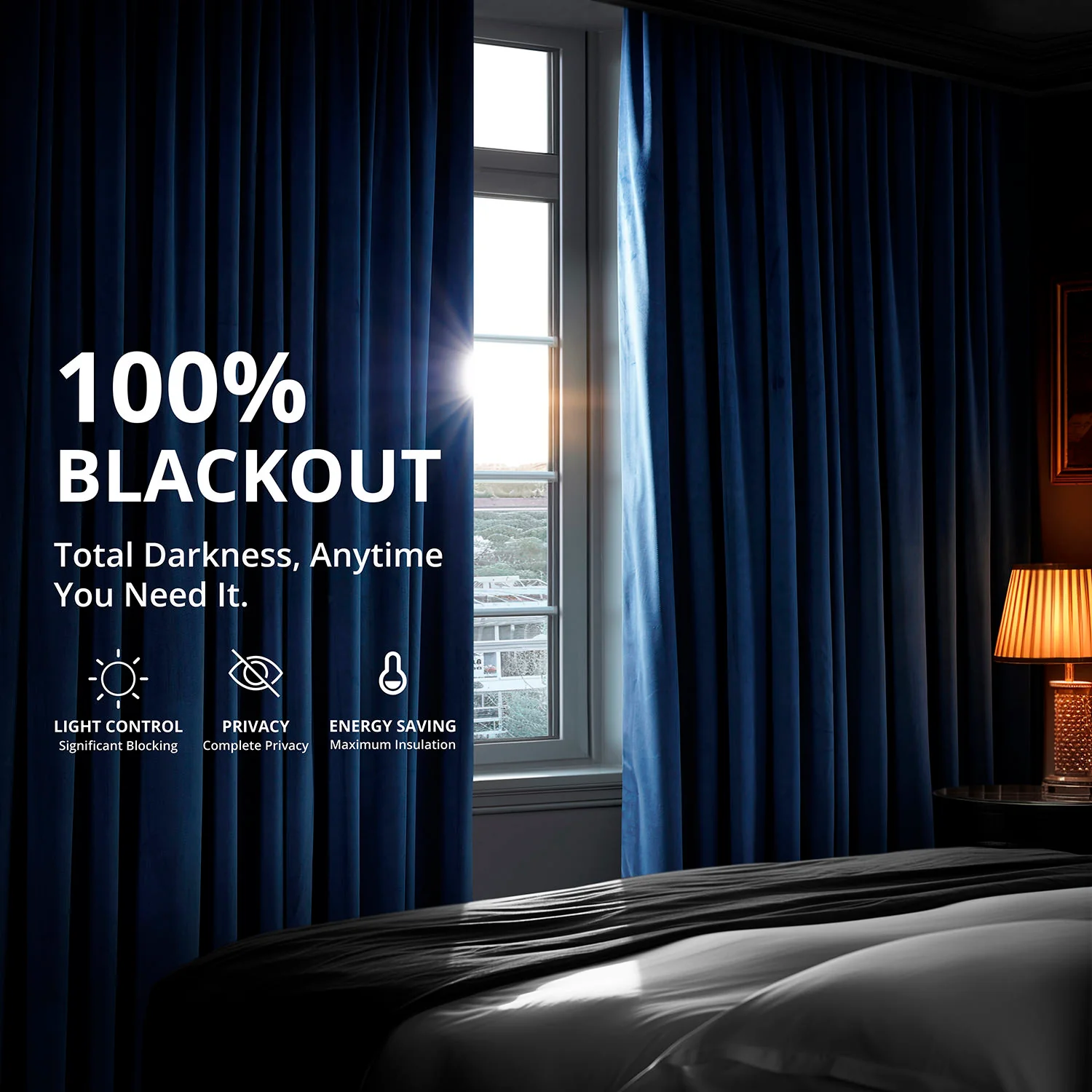 Union Blue Signature Velvet Blackout Curtain - Image 4