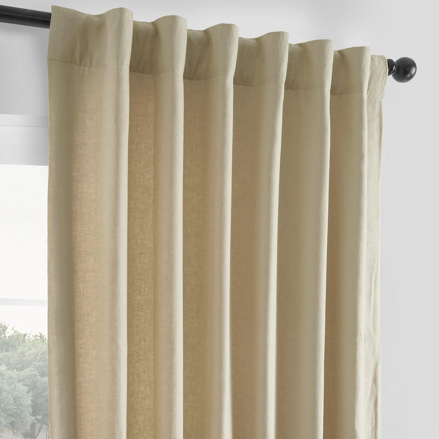 Walnut Beige French Linen Room Darkening Curtain - Image 3