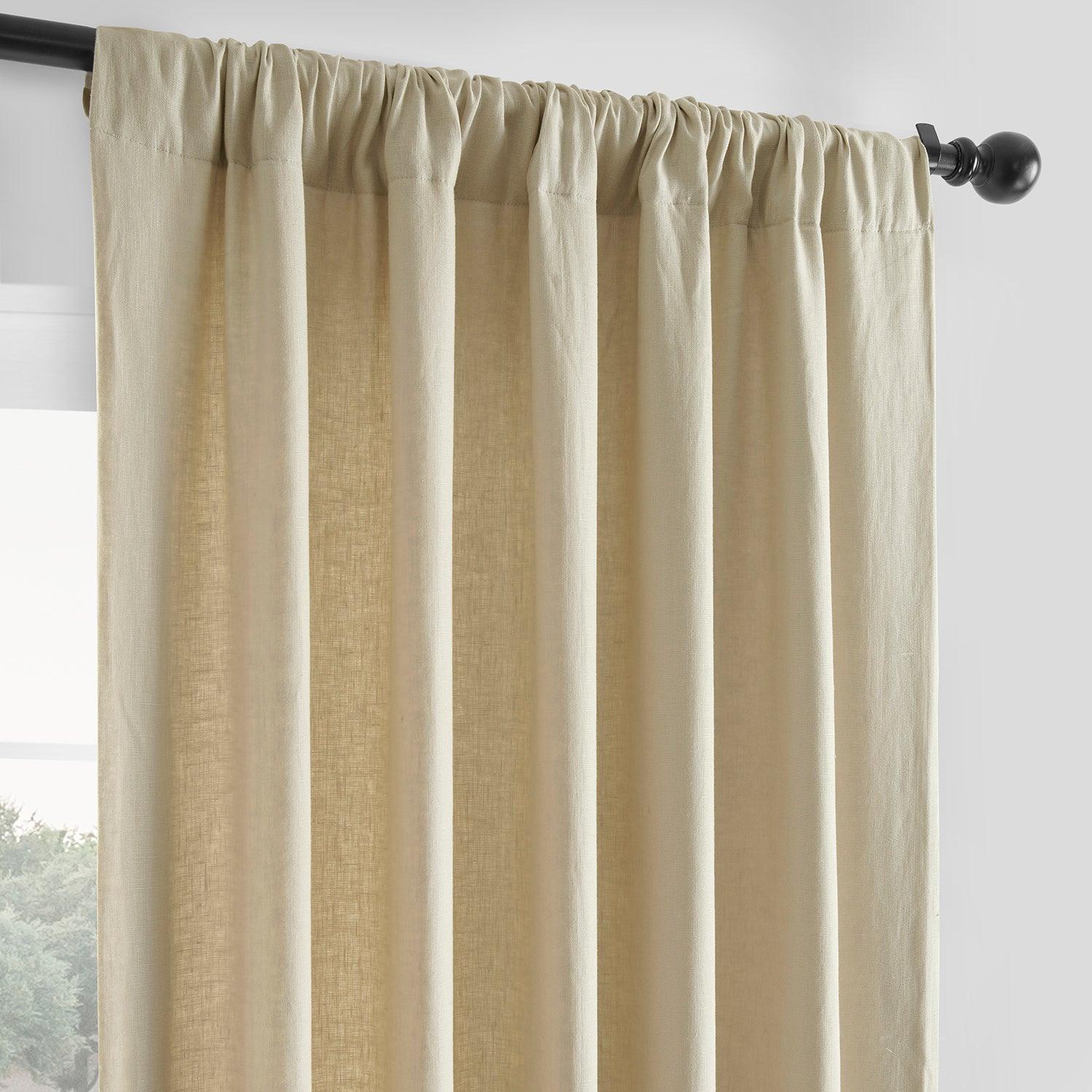 Walnut Beige French Linen Room Darkening Curtain - Image 4