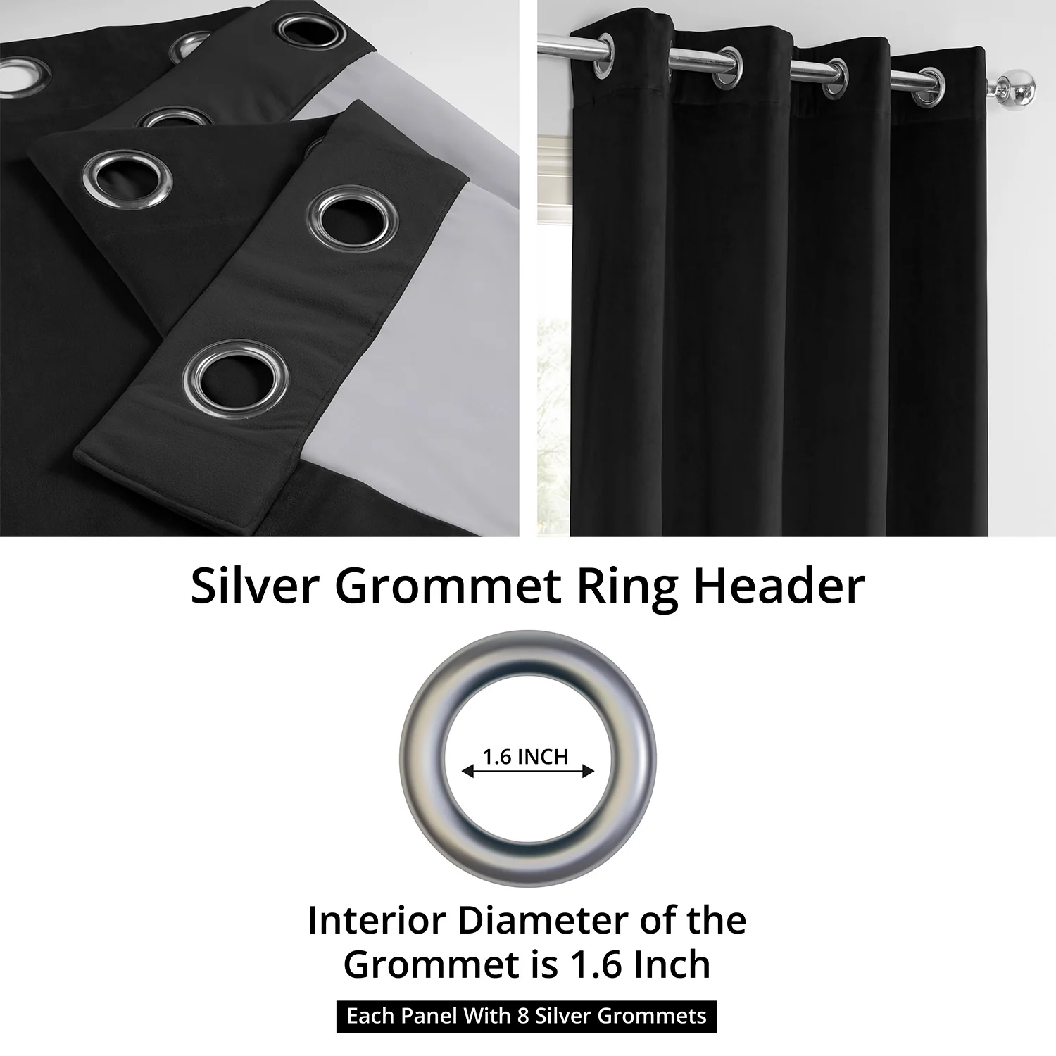 Warm Black Grommet Signature Velvet Blackout Curtain - Image 3